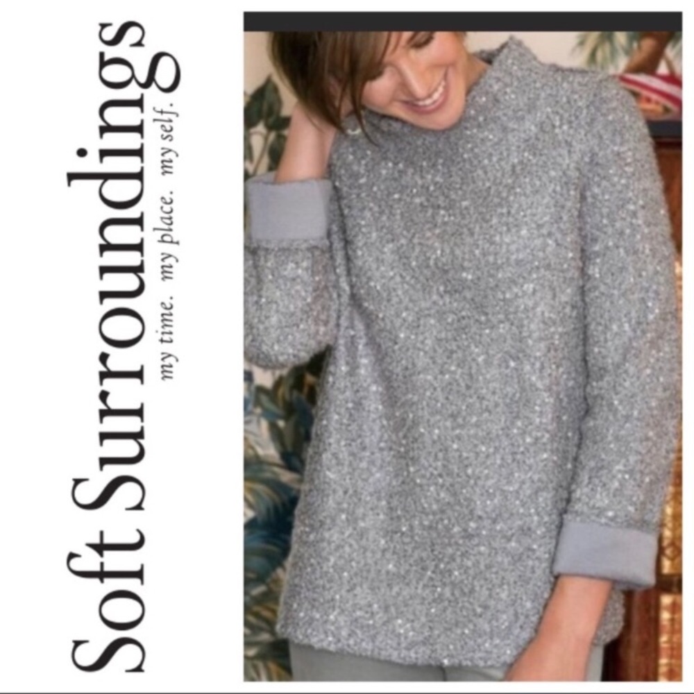 Soft Surroundings Sequin Mock Neck Sweater 28562